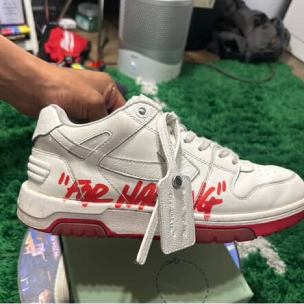 Off-White White and Red Sneakers